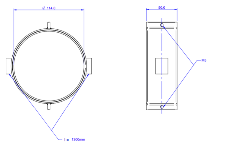 wymiary2.pngGRZAŁKA MIKANITOWA OPASKOWA(połówka) ½ fi114x50 + czujnik Pt100, 300W/230V
