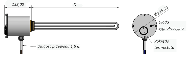 GRZAŁKA Elektrotermia ELTE WM 3000.  3kW 2" Z TERMOSTATEM