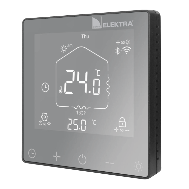 Regulator Temperatury ELEKTRA ELR30 WiFi z wyświetlaczem LCD umożliwiający zdalną obsługę przez WiFi oraz Bluetooth.