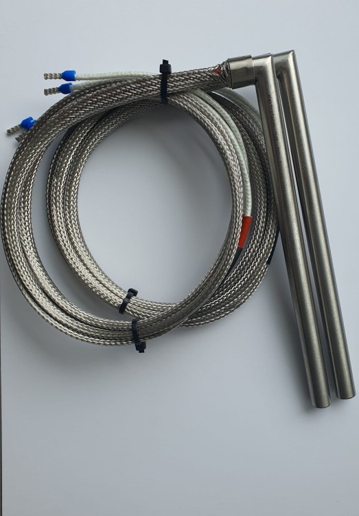 Grzałka patronowa kątowa fi10x170mm, 800W 24V, Przewód 1000mm w oplocie